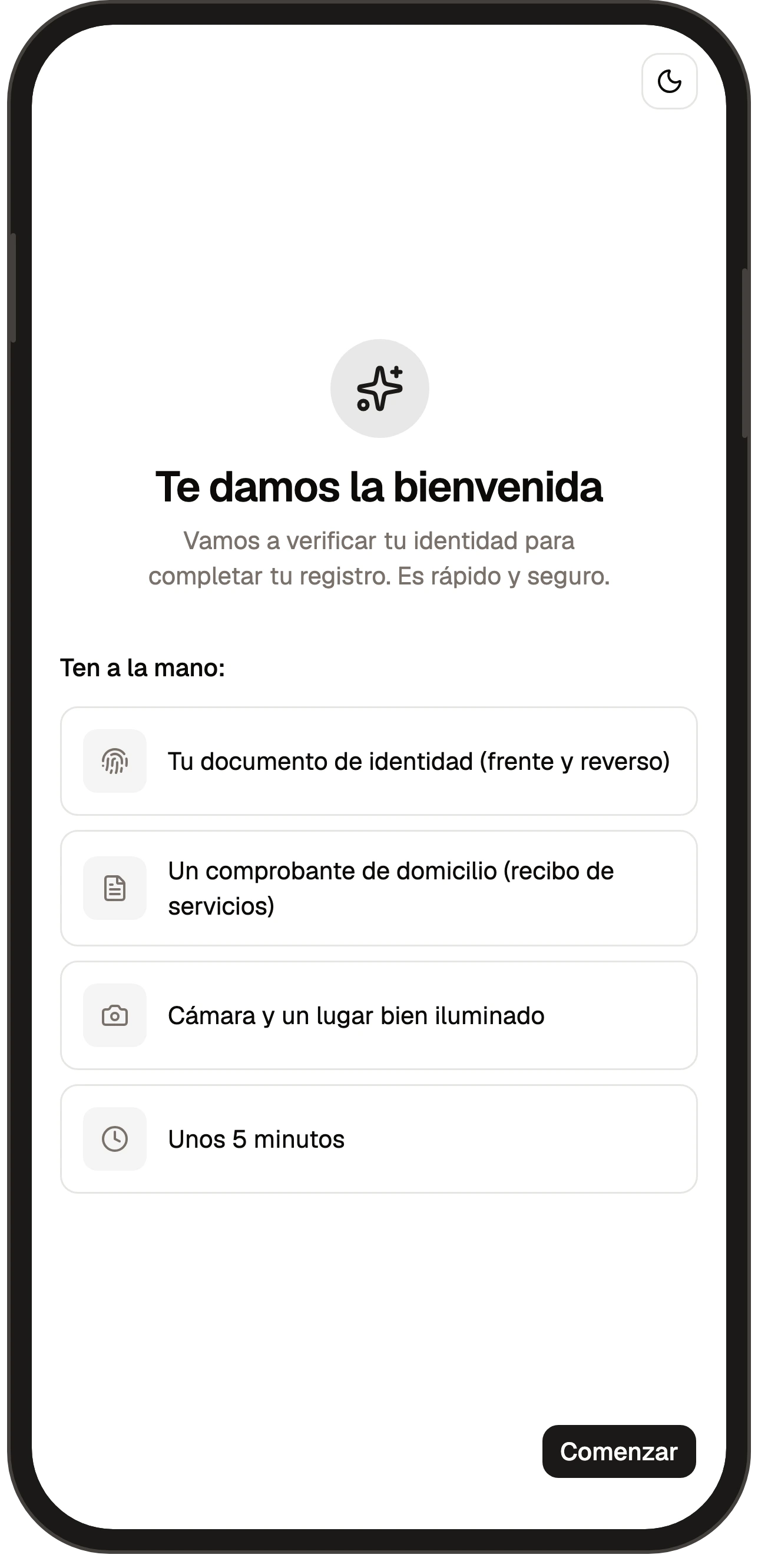 Pantalla de bienvenida del onboarding de Lead360: lista lo que hay que tener a mano antes de empezar.